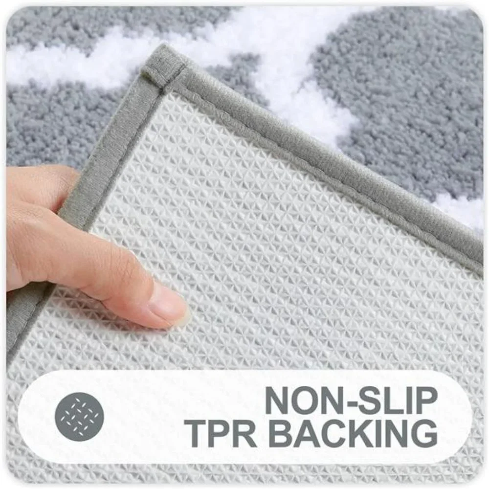 Bathroom Rugs Set 2 Piece Microfiber Bath Shower Mat and U-Shaped Toilet Rug